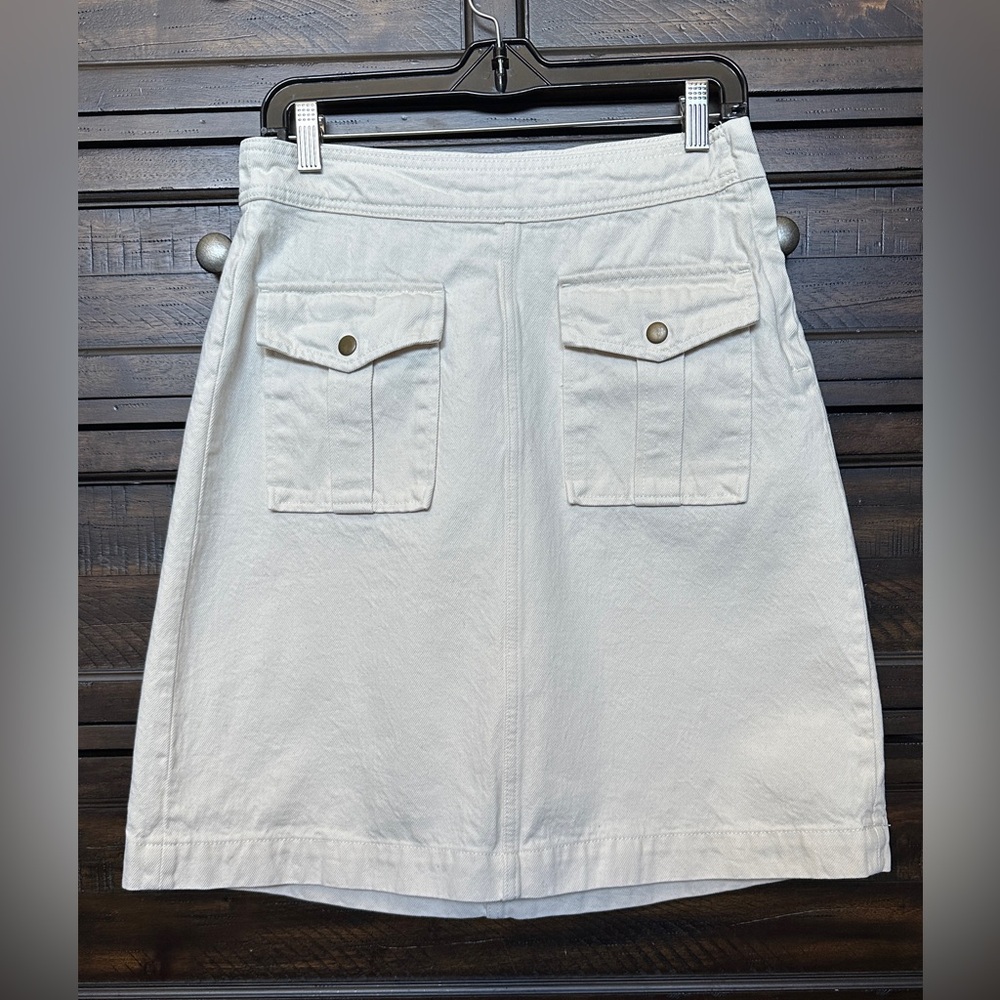 J. Crew Denim Skirt Front Pockets in Ecru Size 28